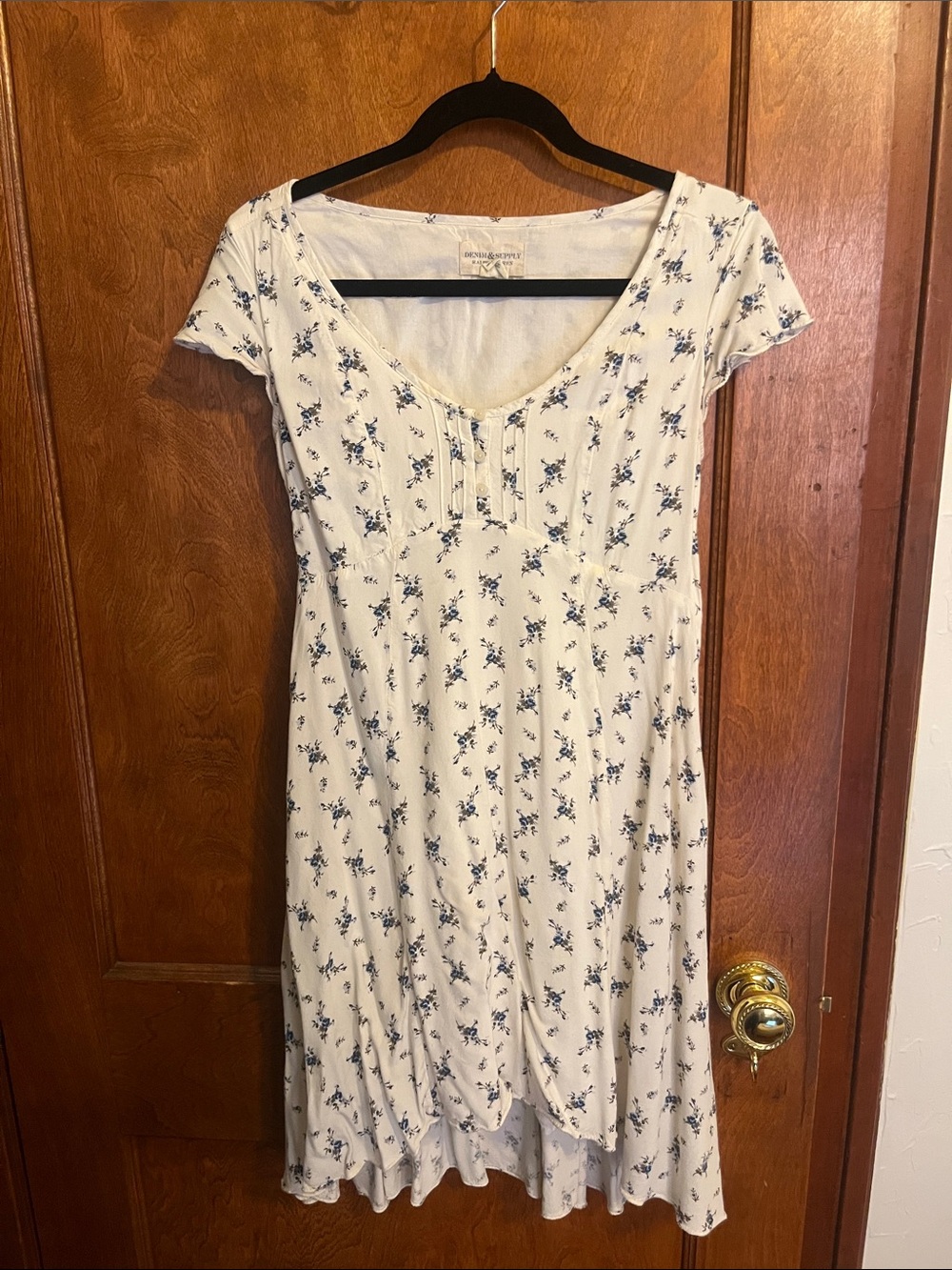 Denim & Supply Ralph Lauren White Dress with Blue Floral Print